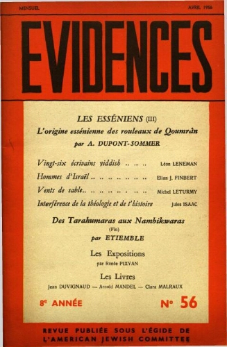 Evidences. N° 56 (Avril 1956)